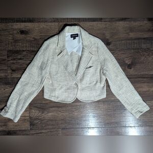 Fifteen Twenty Womens Cream Boucle Cropped Style Blazer Unique Pocket Size Med